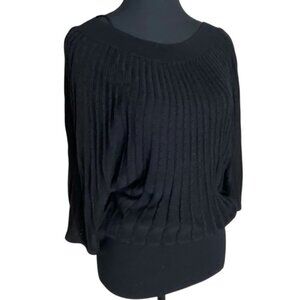 H & amp;M Womens Black Knit Tunic Sweater Batwing Sleeves Baggy Oversized Ribbed